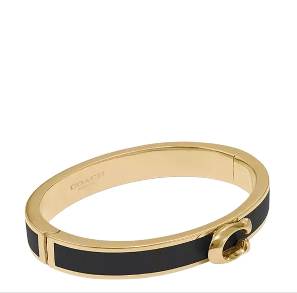 COACH HINGED BANGLE BRACELET ROSE GOLD, SILVER, GOLD/PINK, /BLACK, OR /MAUVE - Picture 5 of 6